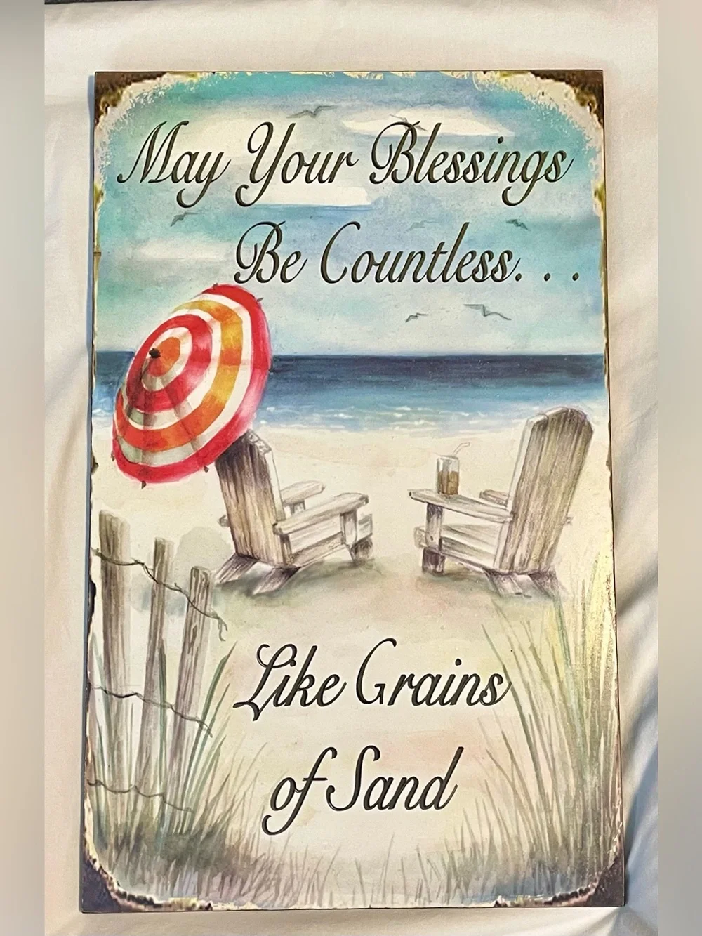 Beachcombers 2009 “May Your Blessings Be …” Wood Wall Plaque- 20” X 12 1/2”